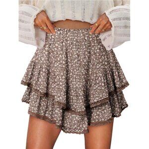 Flowy Ruffle Skort Shorts Womens High Waisted Tennis Skirt Shorts Summer Mini